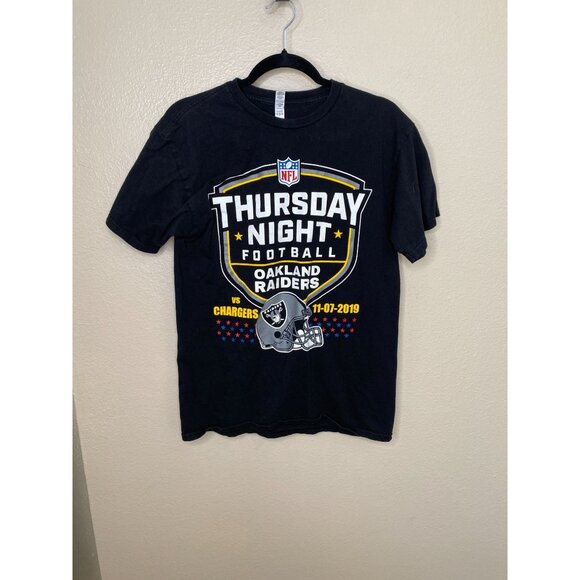 NFL Alstyle Thursday Night Football Oakland Raiders Black T-Shirt M 100% Cotton - Picture 1 of 6